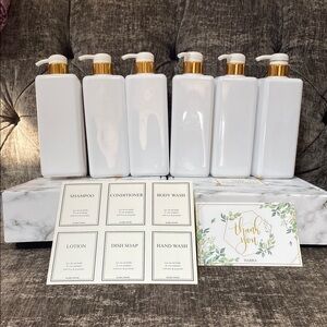 Luxurious White and Gold Bath Accessories Set